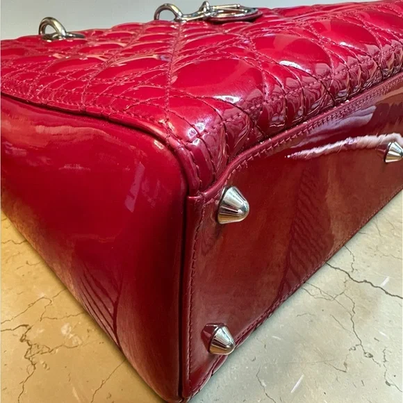 Lady Dior in Cherry Red with Signature Cannage Stitching - Picture 5 of 15